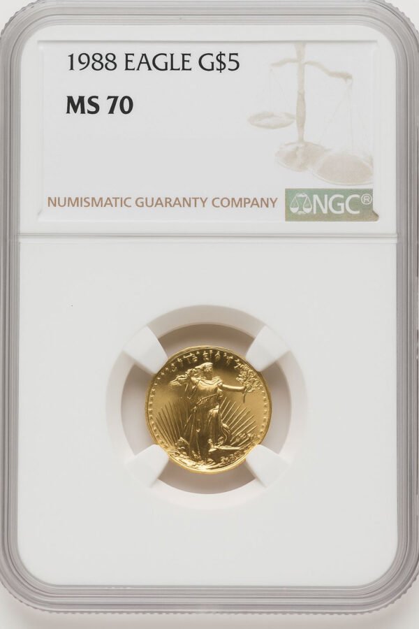 1988 $5 Tenth-Ounce Gold Eagle Brown Label NGC MS70