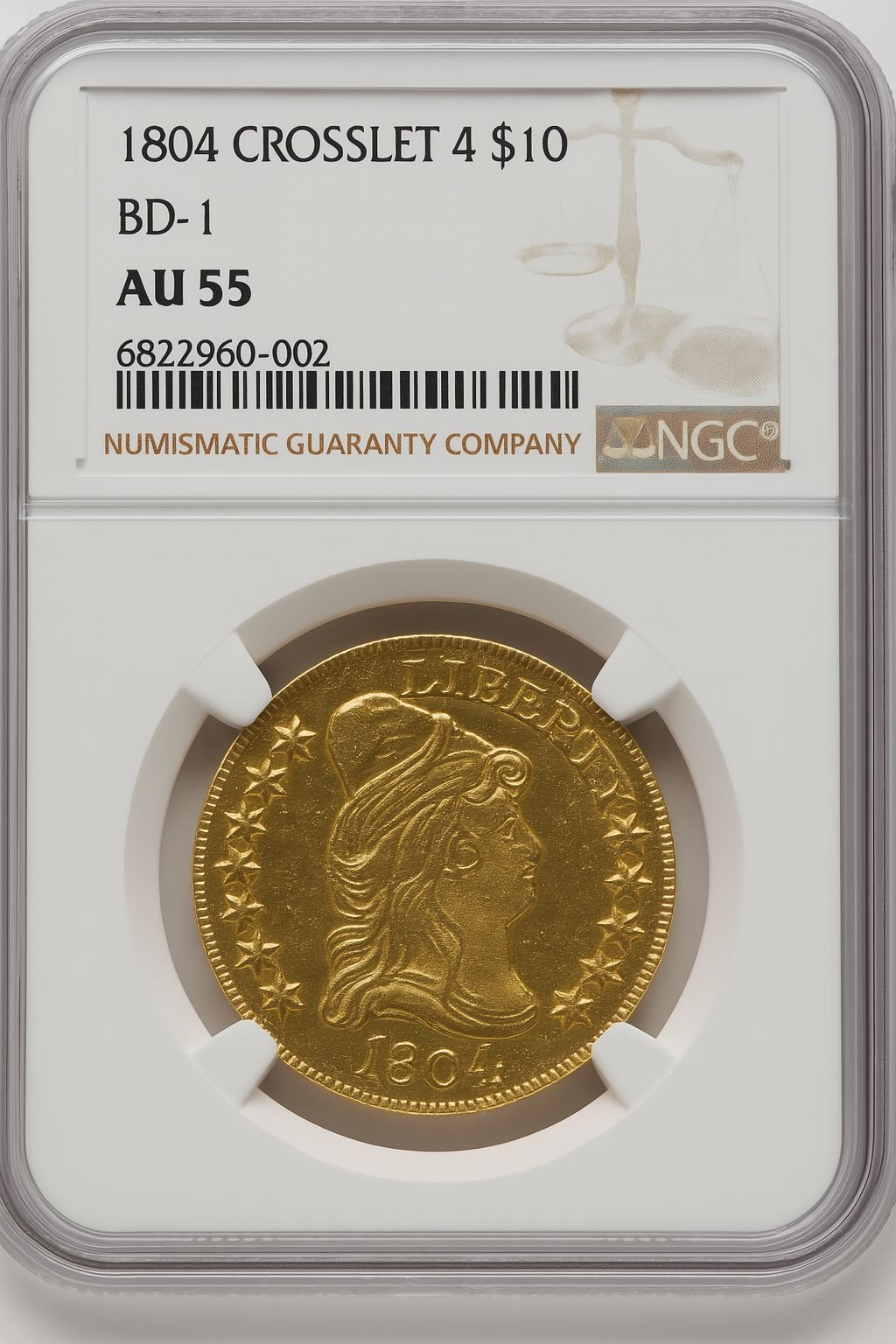 1804 $10 BD-1 Early Eagle NGC AU55