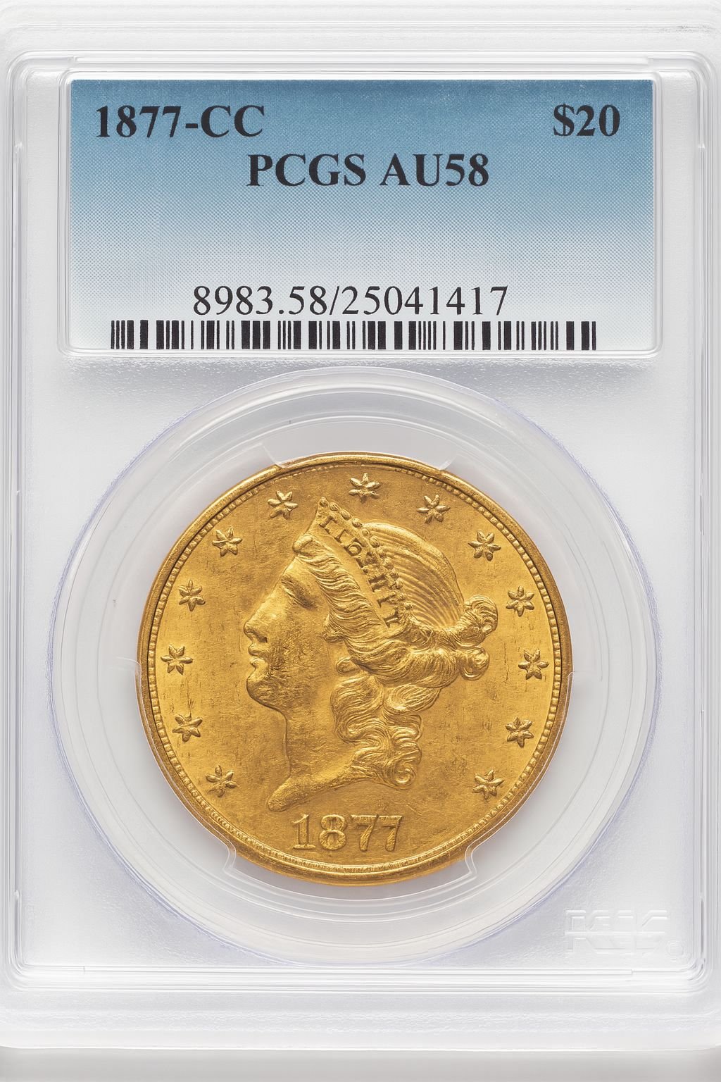 1877-CC $20 Liberty Double Eagle PCGS AU58 (776052046)