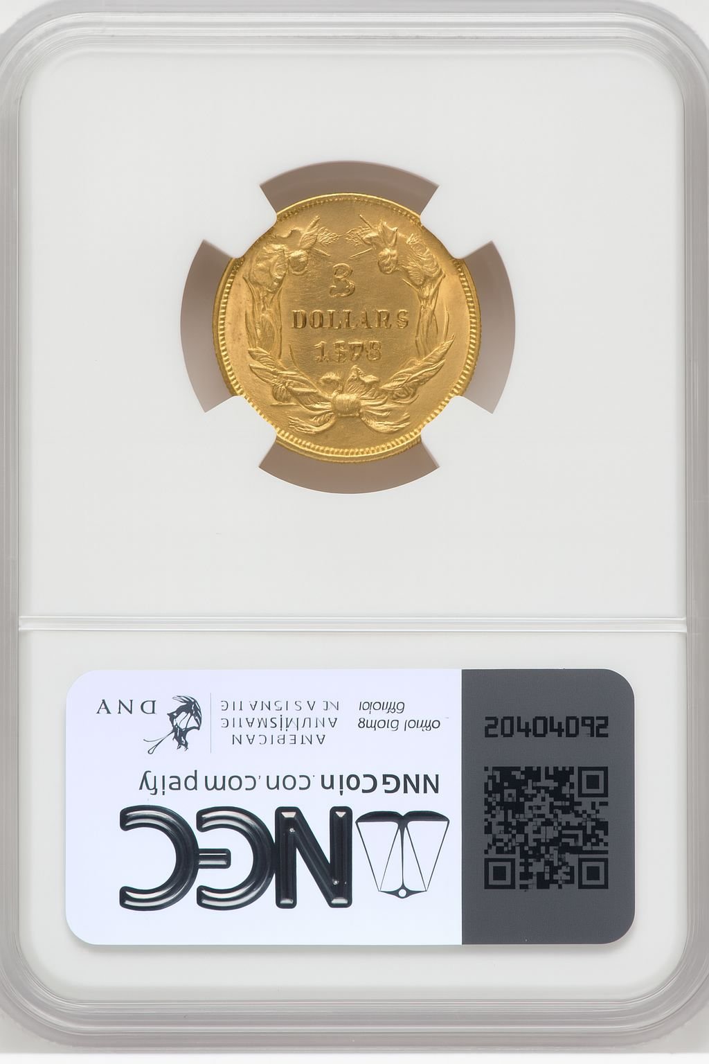 1878 $3 Three Dollar Gold Pieces NGC MS65 (768214025) - Image 2