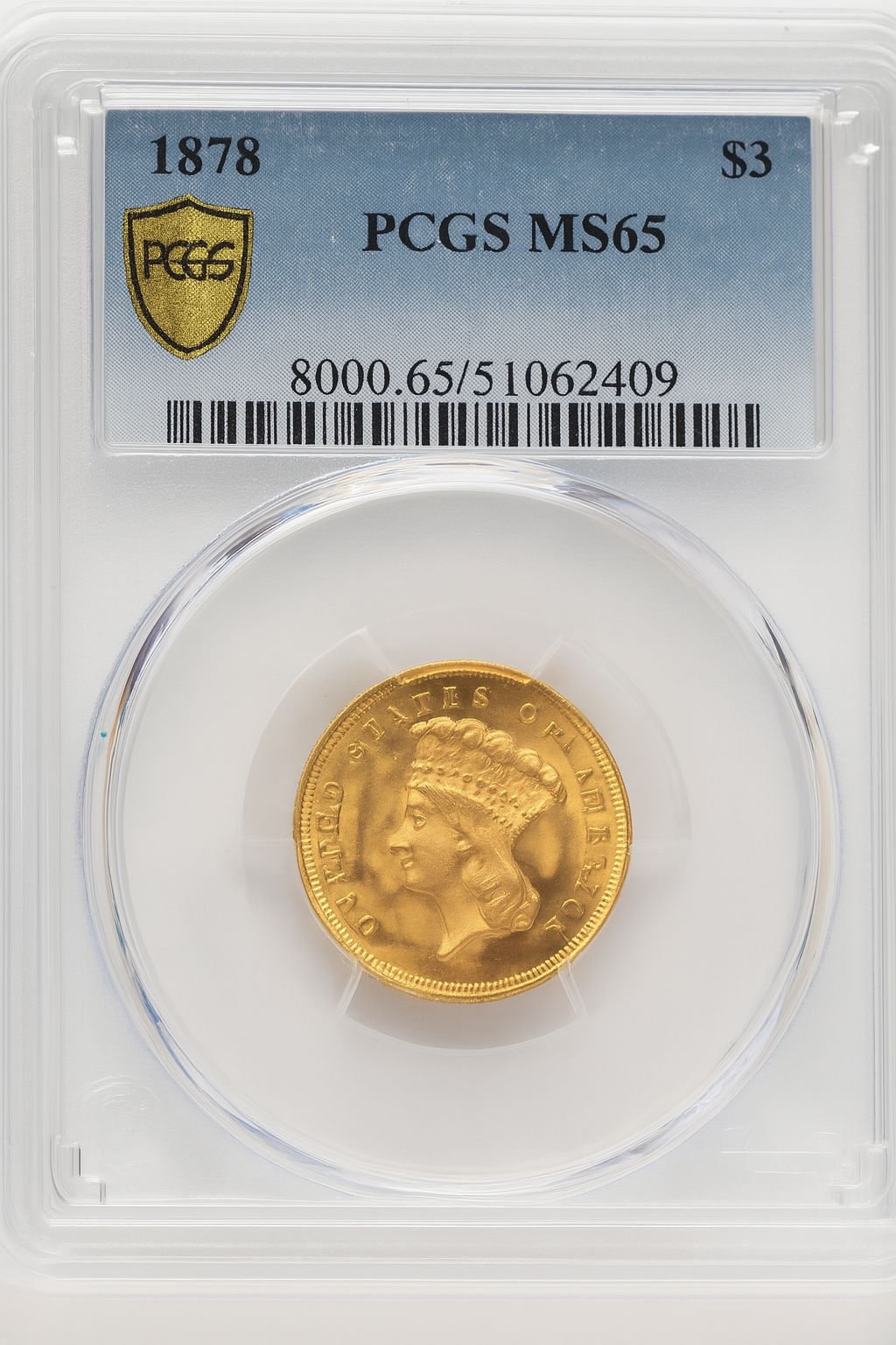 1878 $3 Three Dollar Gold Pieces PCGS MS65 (774458001)