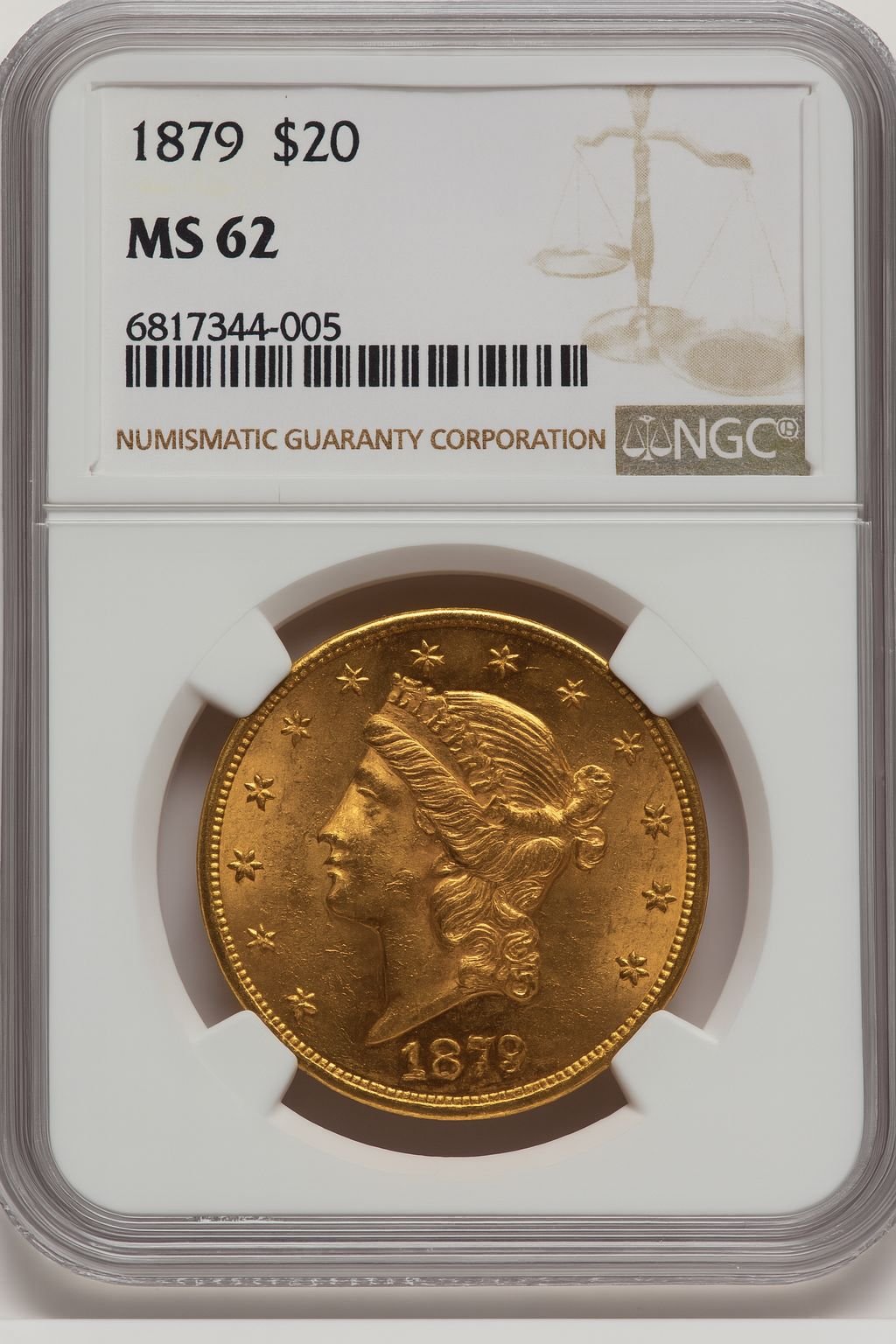 1879 $20 Liberty Double Eagle NGC MS62