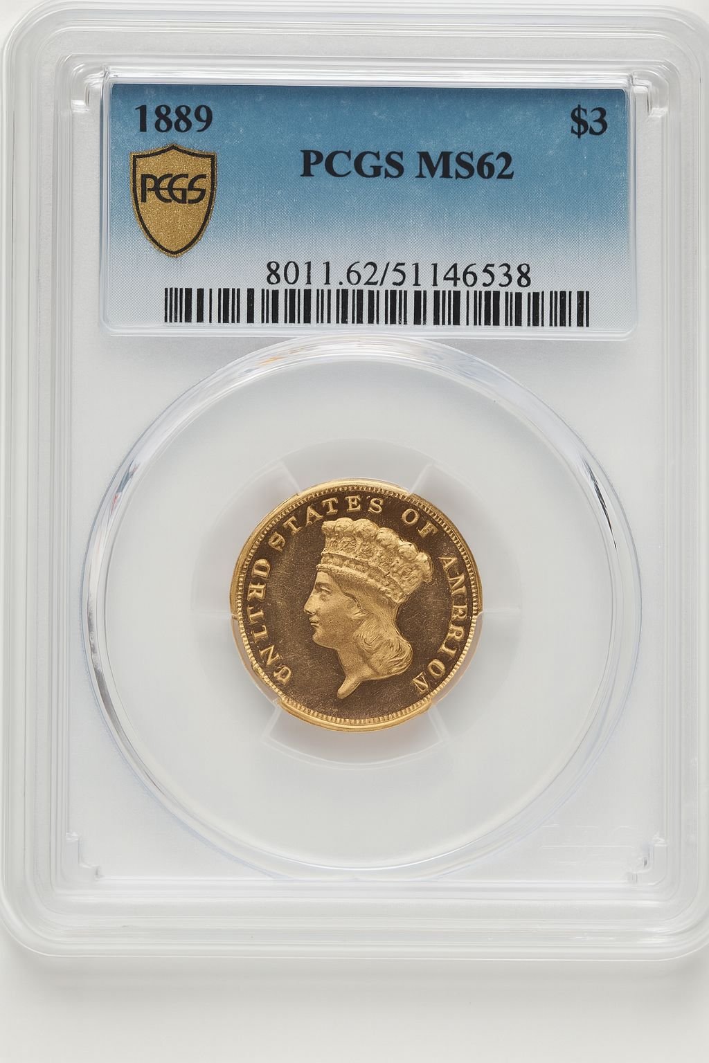 1889 $3 Three Dollar Gold Pieces PCGS MS62 (777425052)