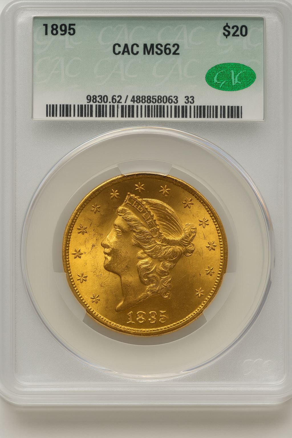 1895 $20 Liberty Double Eagle CACG MS62 (572343019)