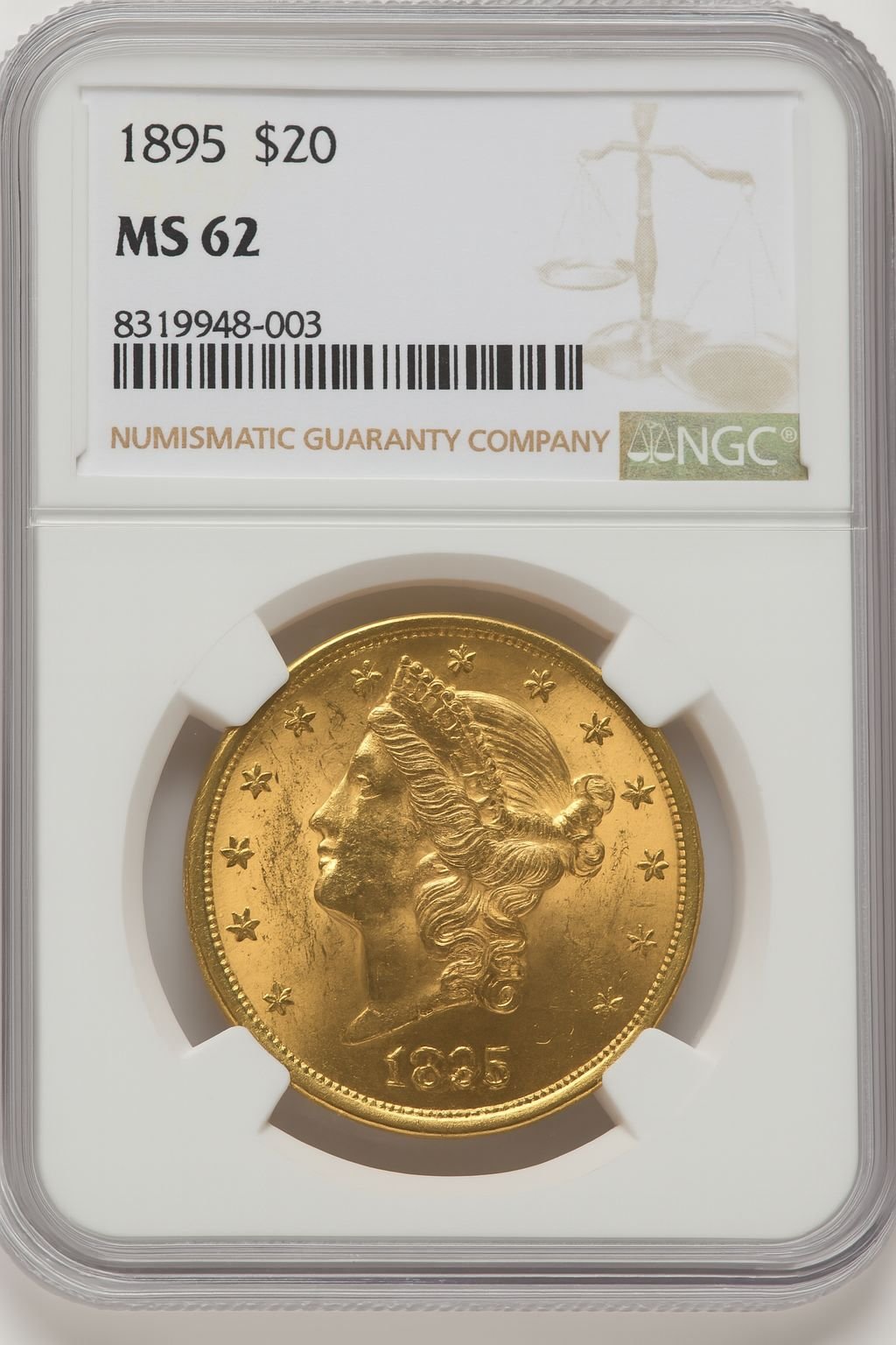 1895 $20 Liberty Double Eagle NGC MS62