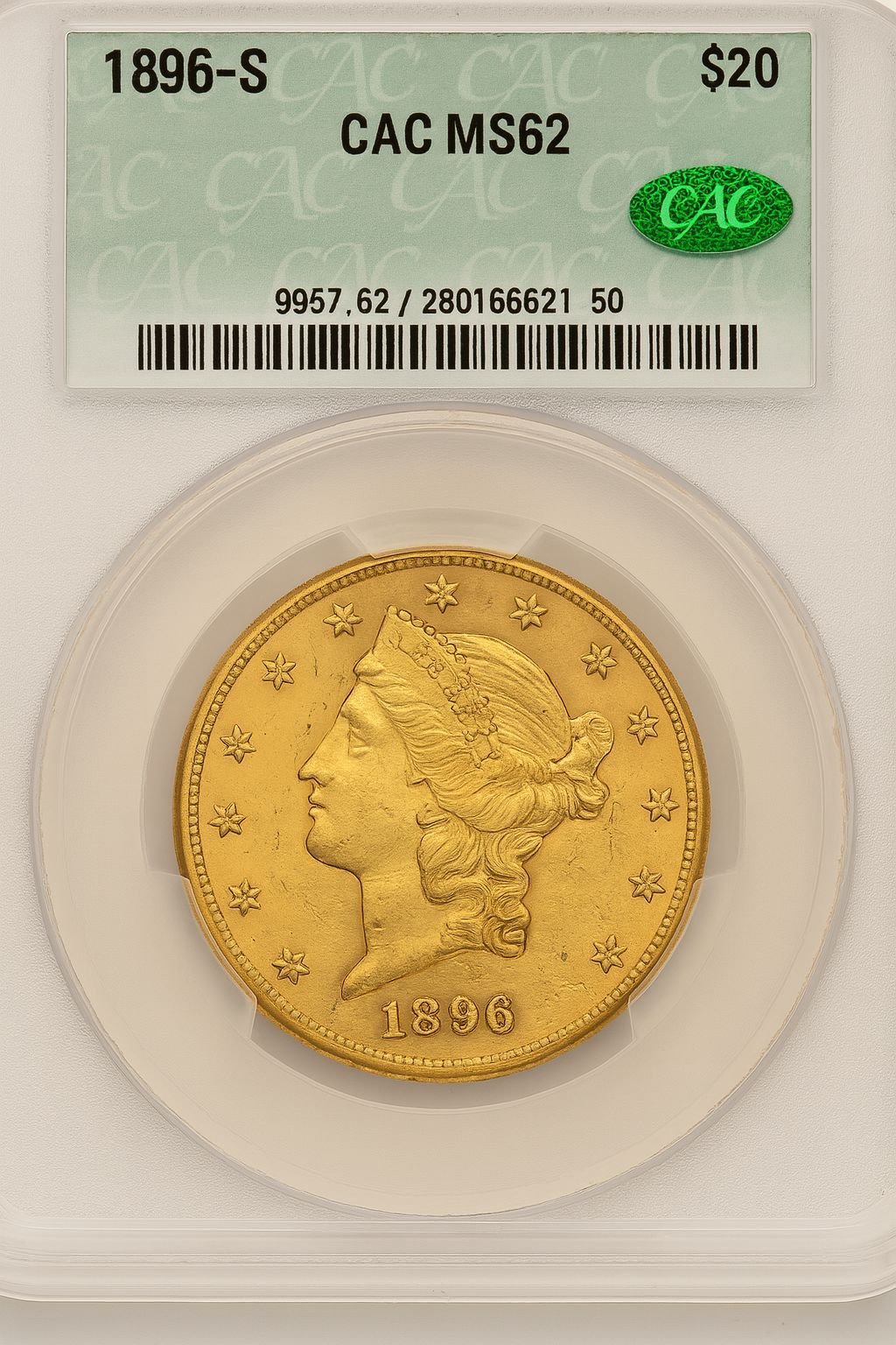 1896-S $20 CACG Plus Liberty Double Eagle CACG MS62+ (507266053)