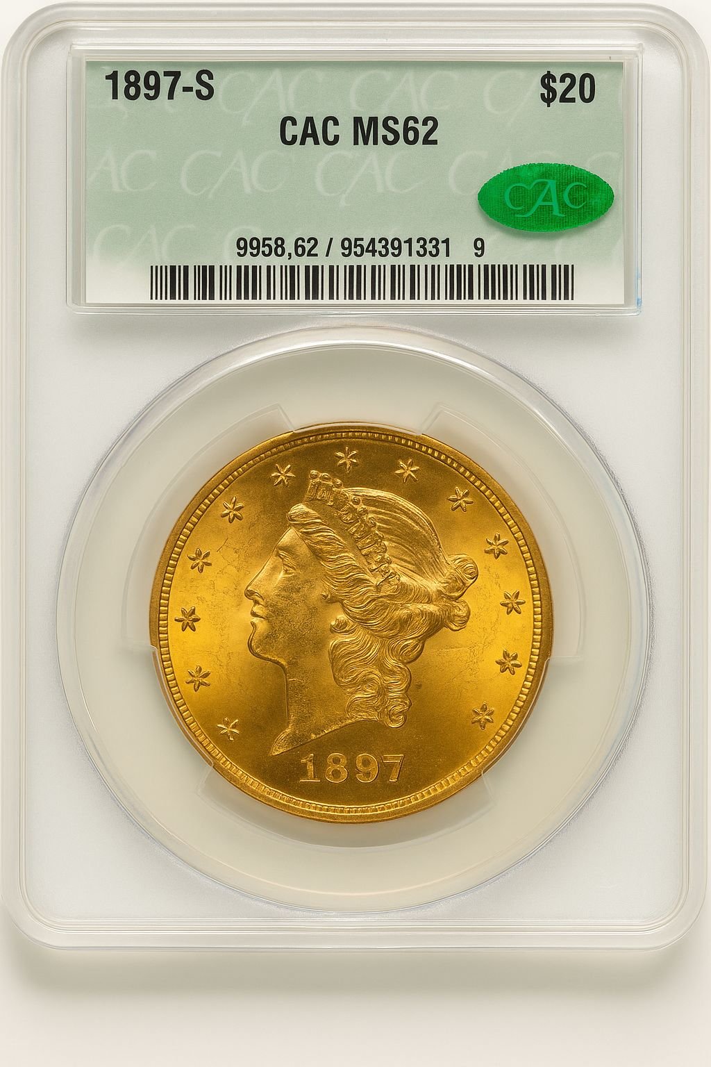 1897-S $20 Liberty Double Eagle CACG MS62 (572052005)