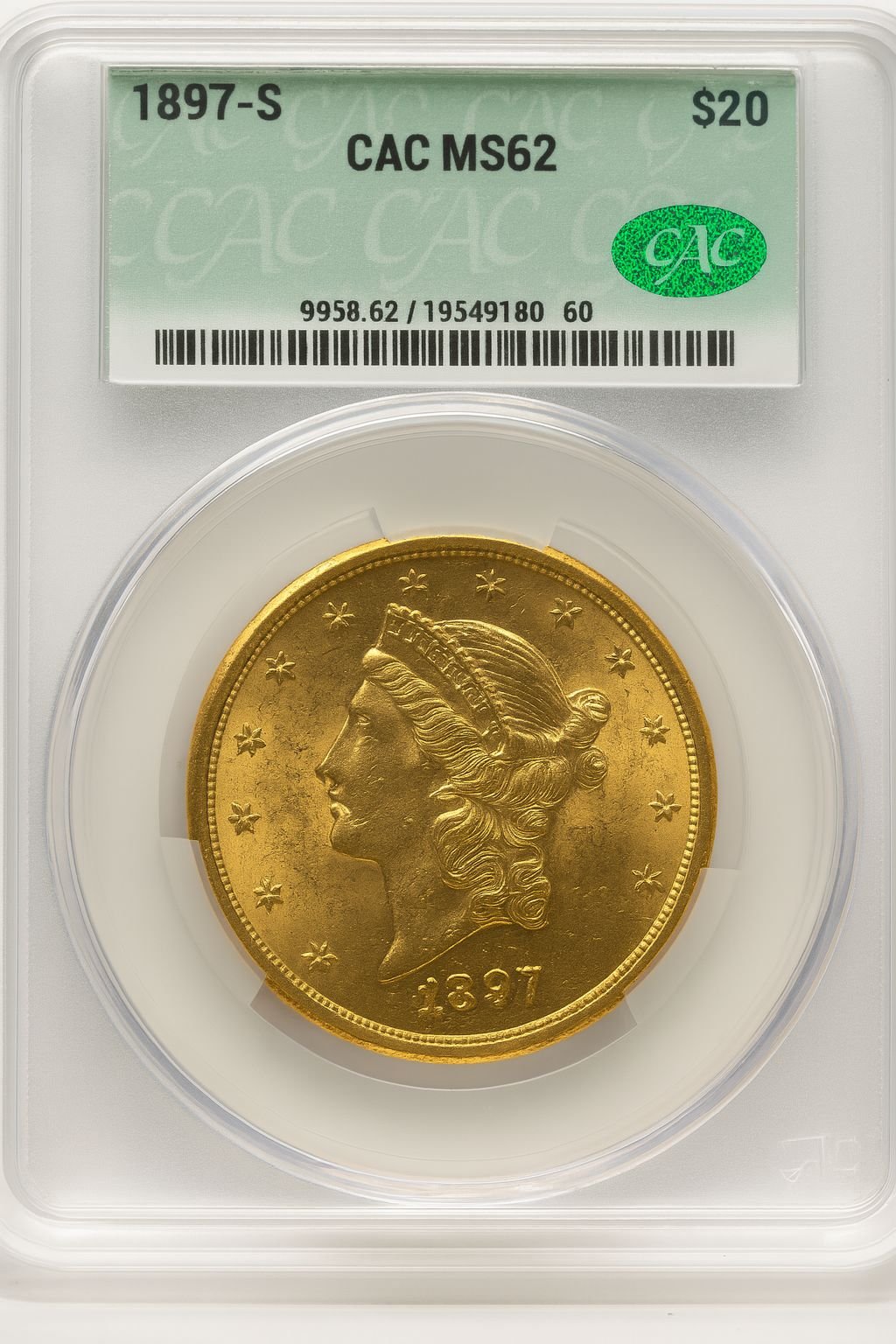 1897-S $20 Liberty Double Eagle CACG MS62 (772029021)