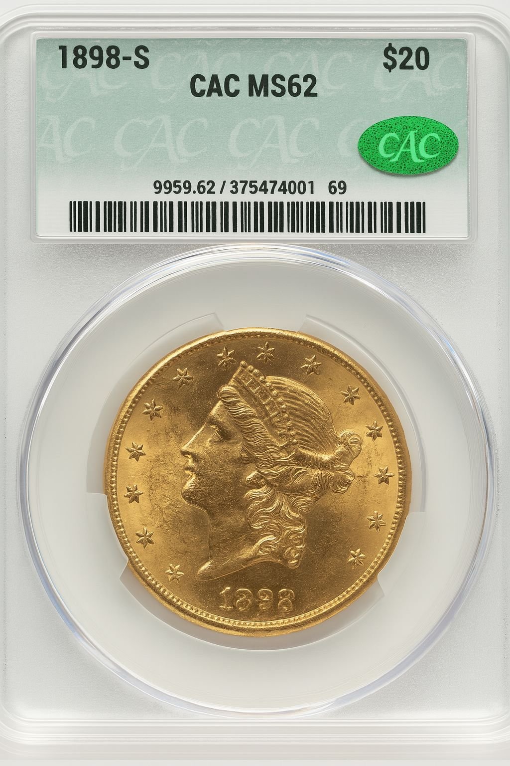 1898-S $20 Liberty Double Eagle CACG MS62 (177262305)