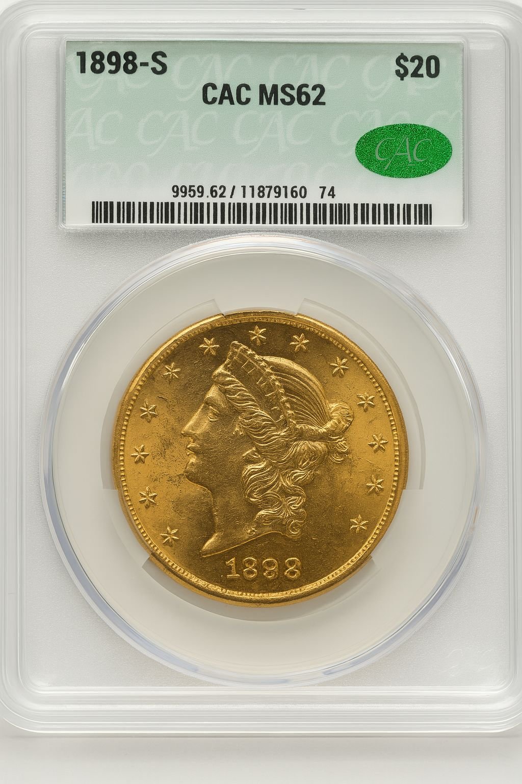 1898-S $20 Liberty Double Eagle CACG MS62 (572299005)