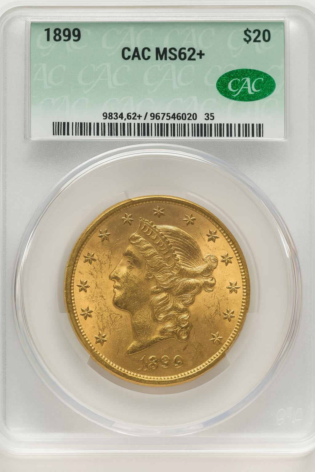 1899 $20 CACG Plus Liberty Double Eagle CACG MS62+