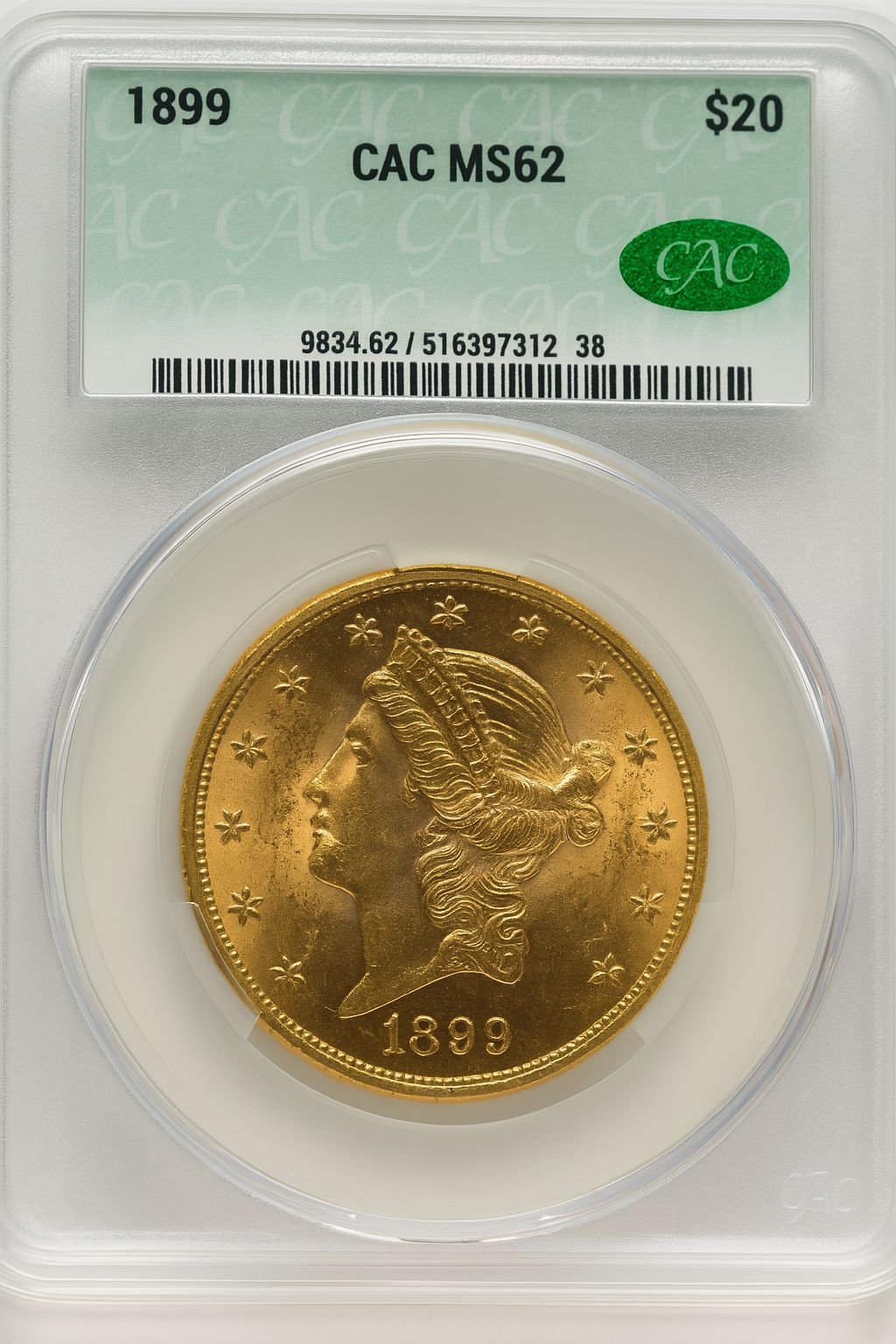 1899 $20 Liberty Double Eagle CACG MS62 (772673074)