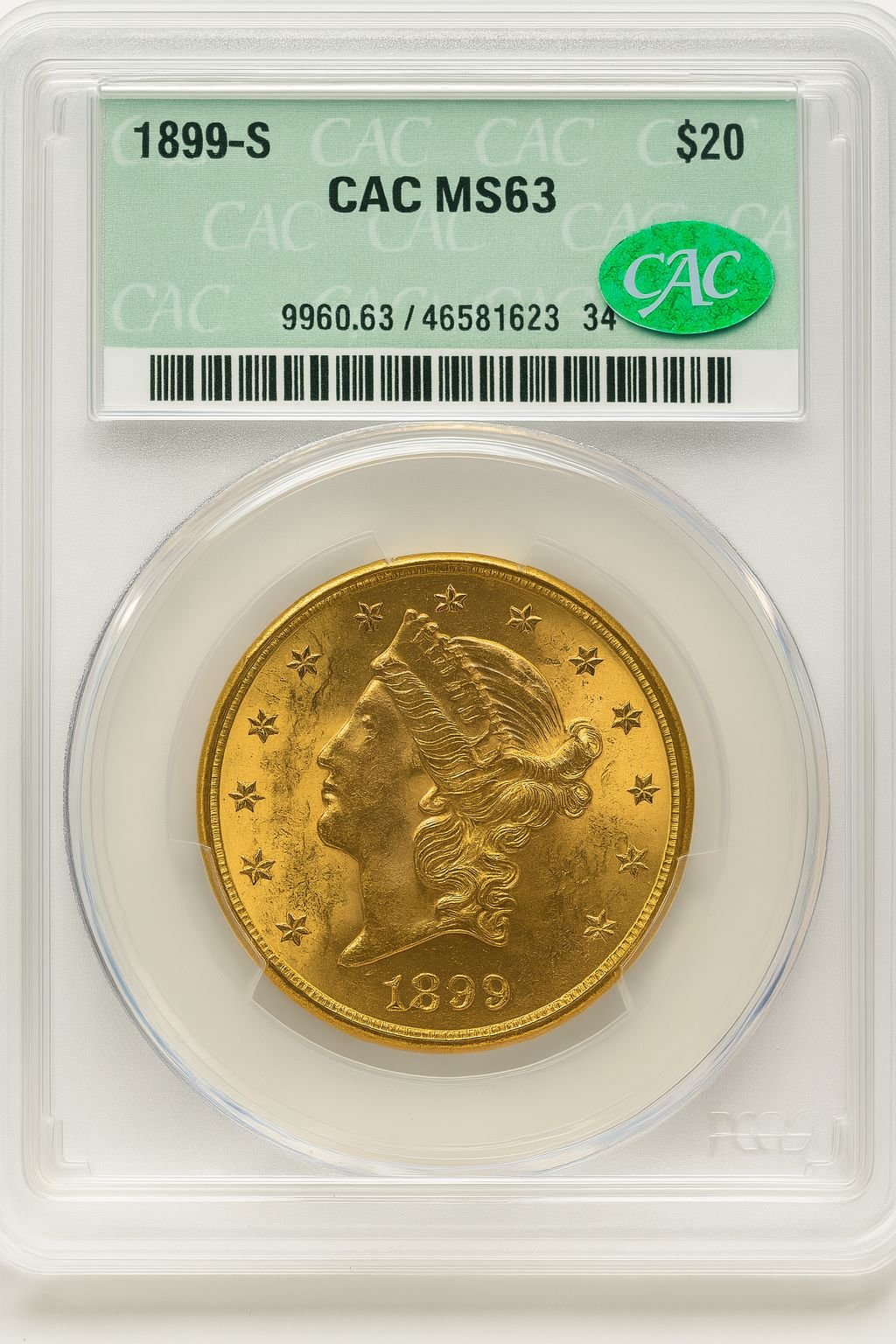 1899-S $20 Liberty Double Eagle CACG MS63