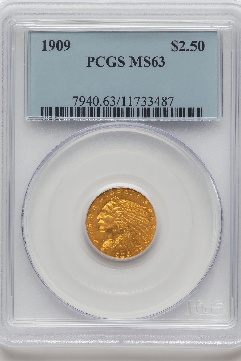 1909 $2.50 Indian Quarter Eagle PCGS MS63 (777754010)