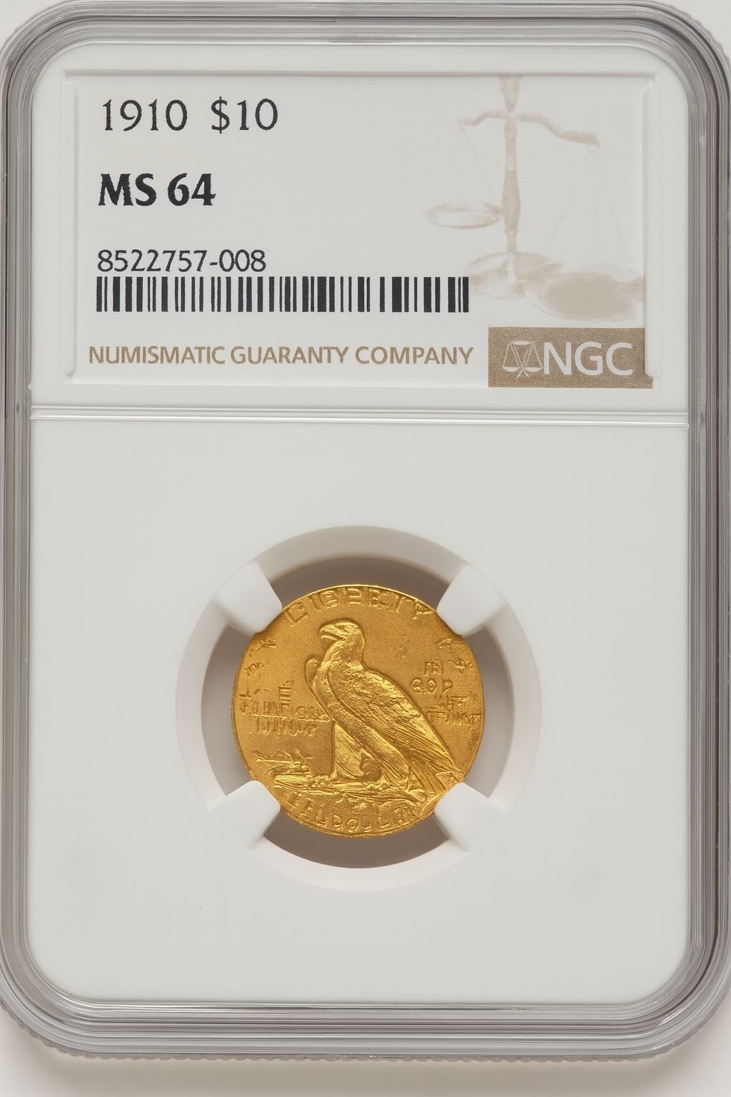 1910 $2.50 Indian Quarter Eagle NGC MS64 (776659004)