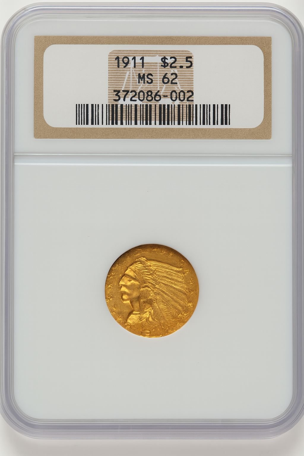 1911 $2.50 Indian Quarter Eagle NGC MS62 (774100035)