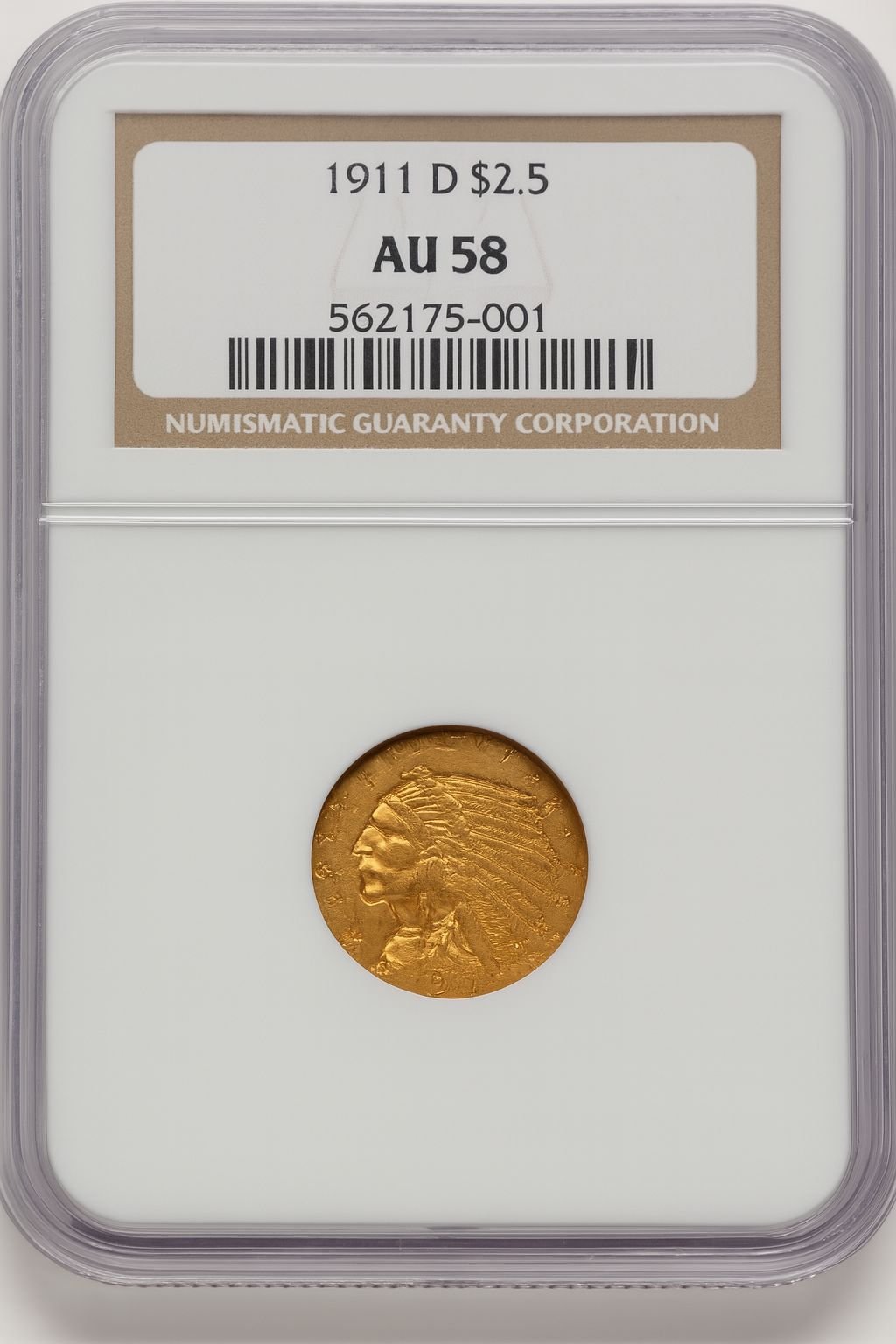 1911-D $2.50 Indian Quarter Eagle NGC AU58 (777395010)