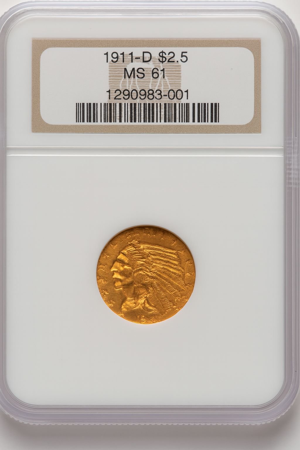 1911-D $2.50 Indian Quarter Eagle NGC MS61 (776661080)