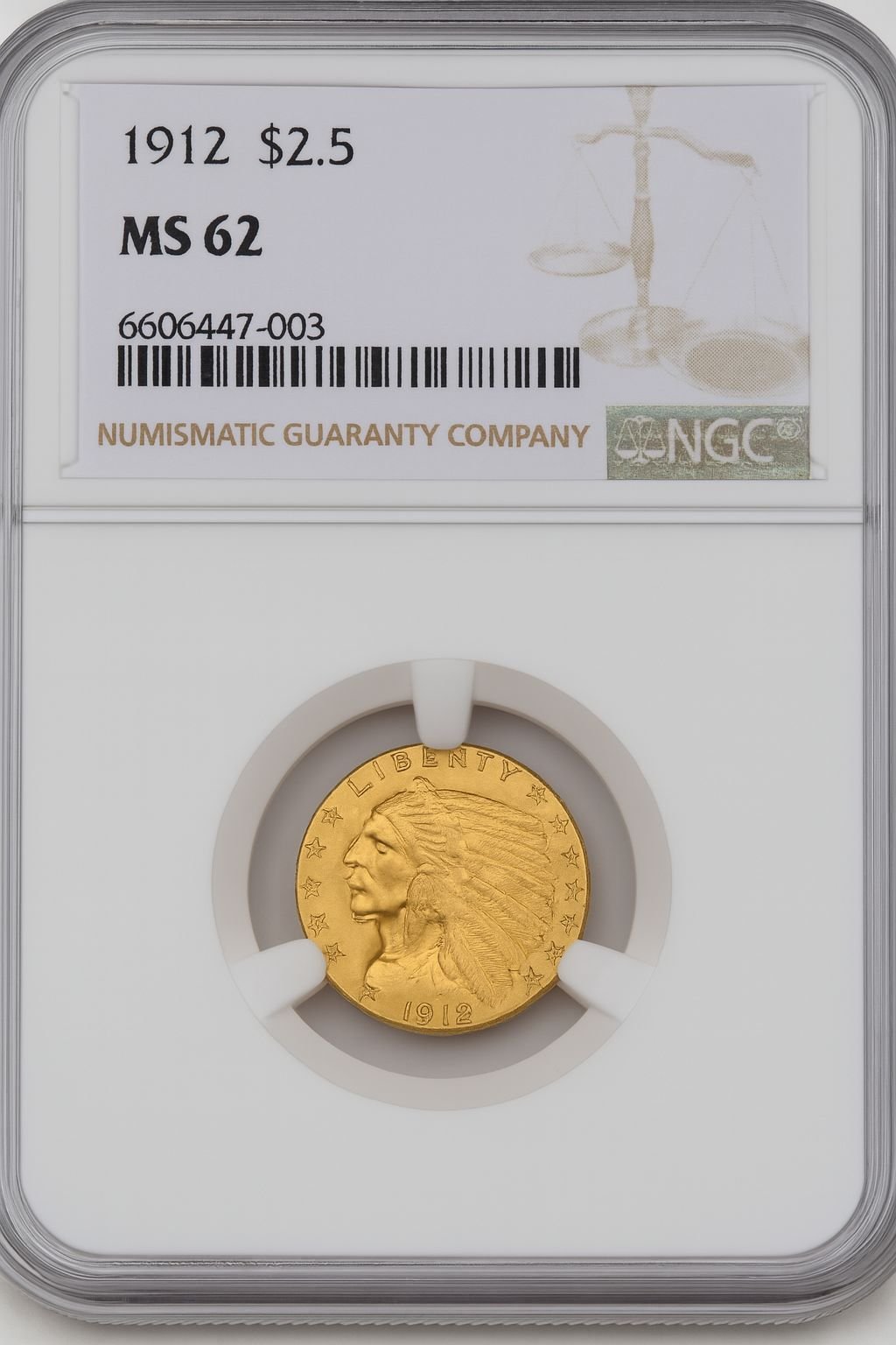 1912 $2.50 Indian Quarter Eagle NGC MS62 (761066005)