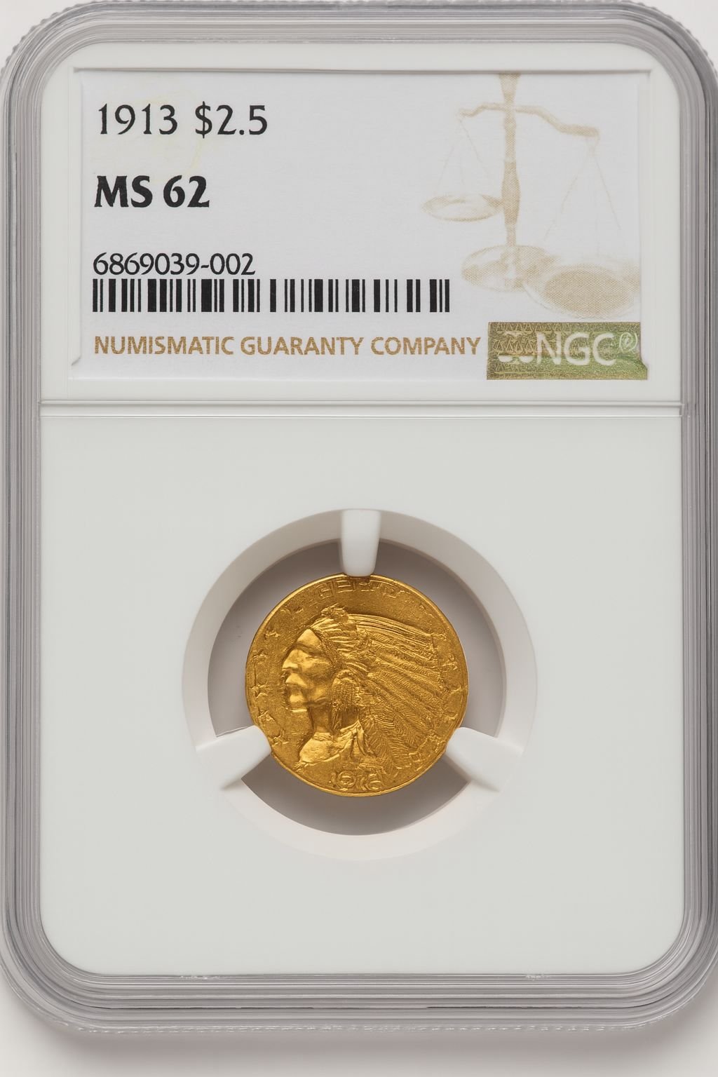 1913 $2.50 Indian Quarter Eagle NGC MS62 (778449011)