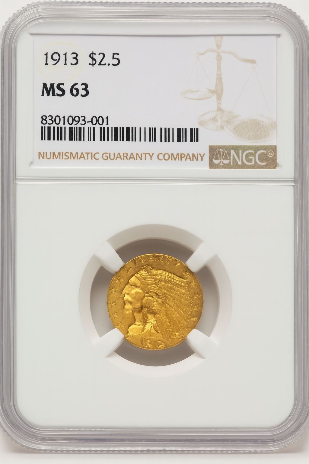1913 $2.50 Indian Quarter Eagle NGC MS63 (778449009)
