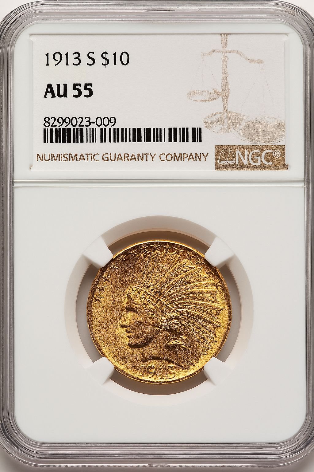 1913-S $10 Indian Eagle NGC AU55 (777425057)