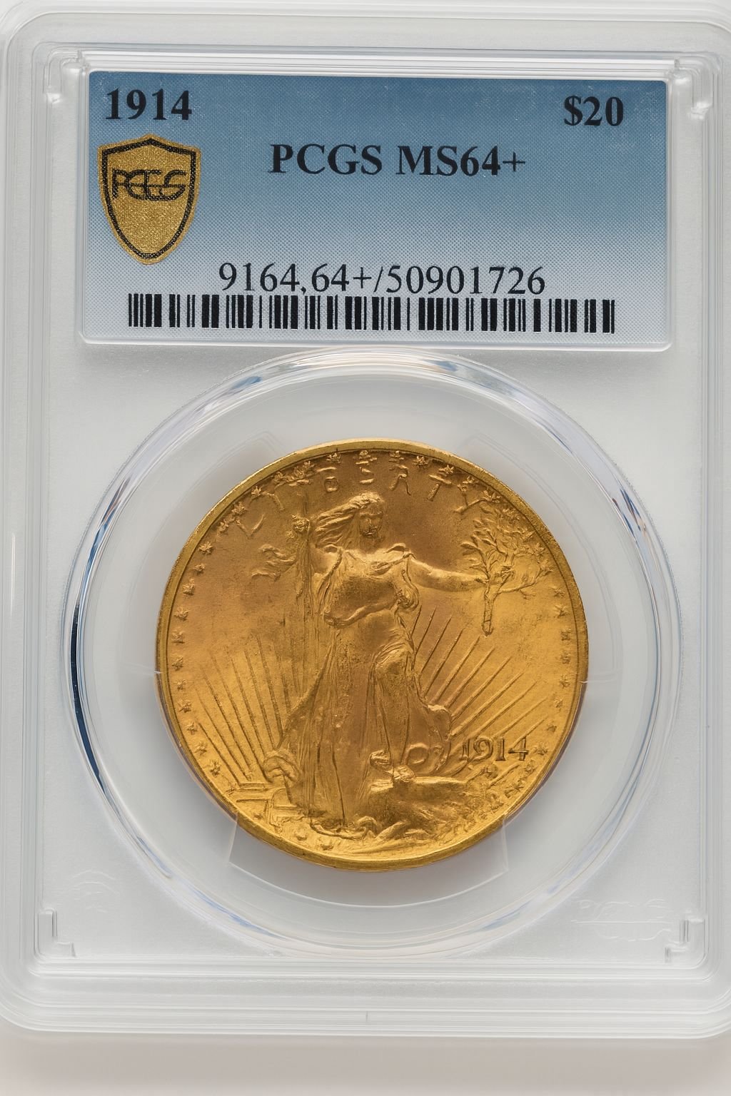 1914 $20 Saint-Gaudens Double Eagle PCGS MS64+