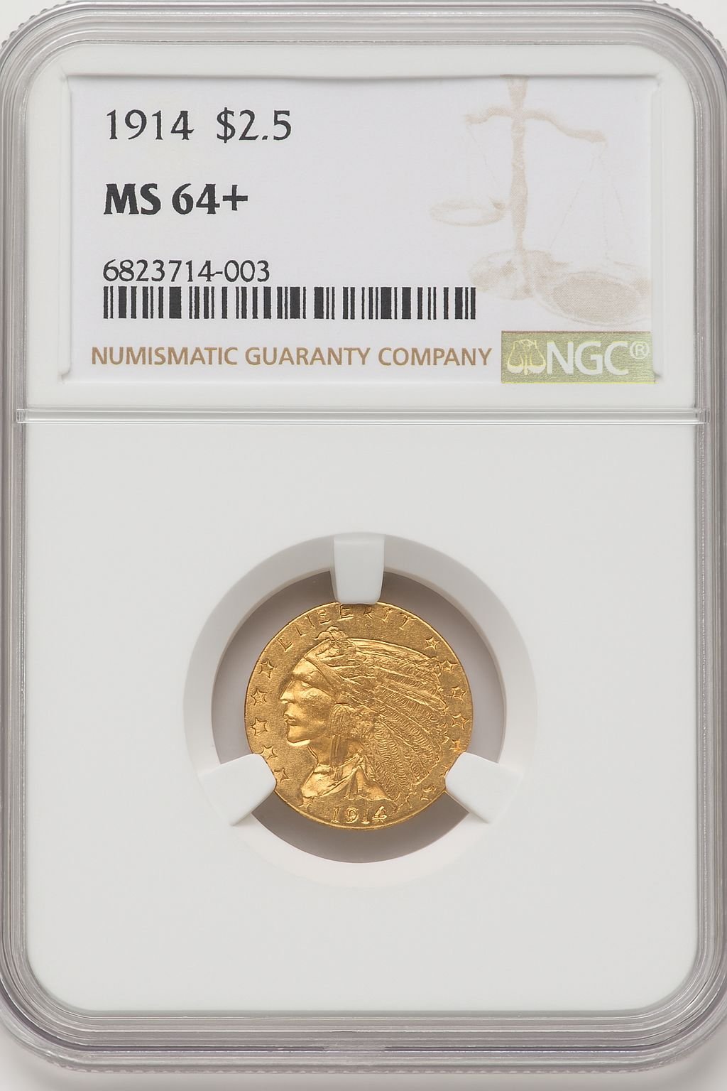 1914 $2.50 Indian Quarter Eagle NGC MS64+