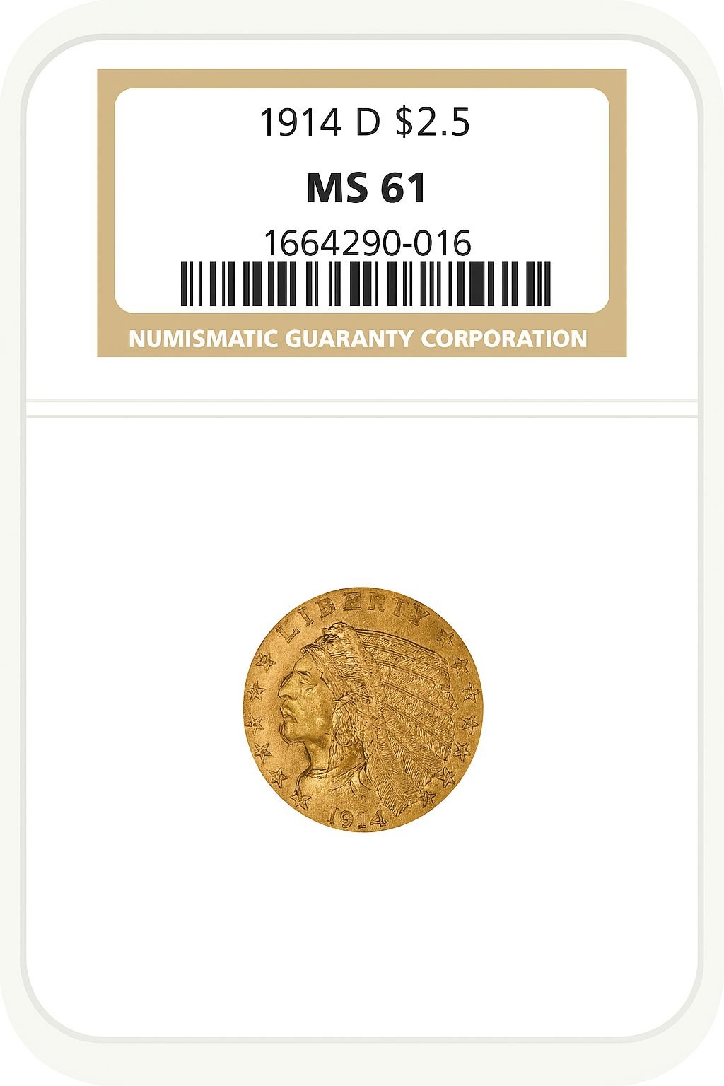 1914-D $2.50 Indian Quarter Eagle NGC MS61 (778449015)