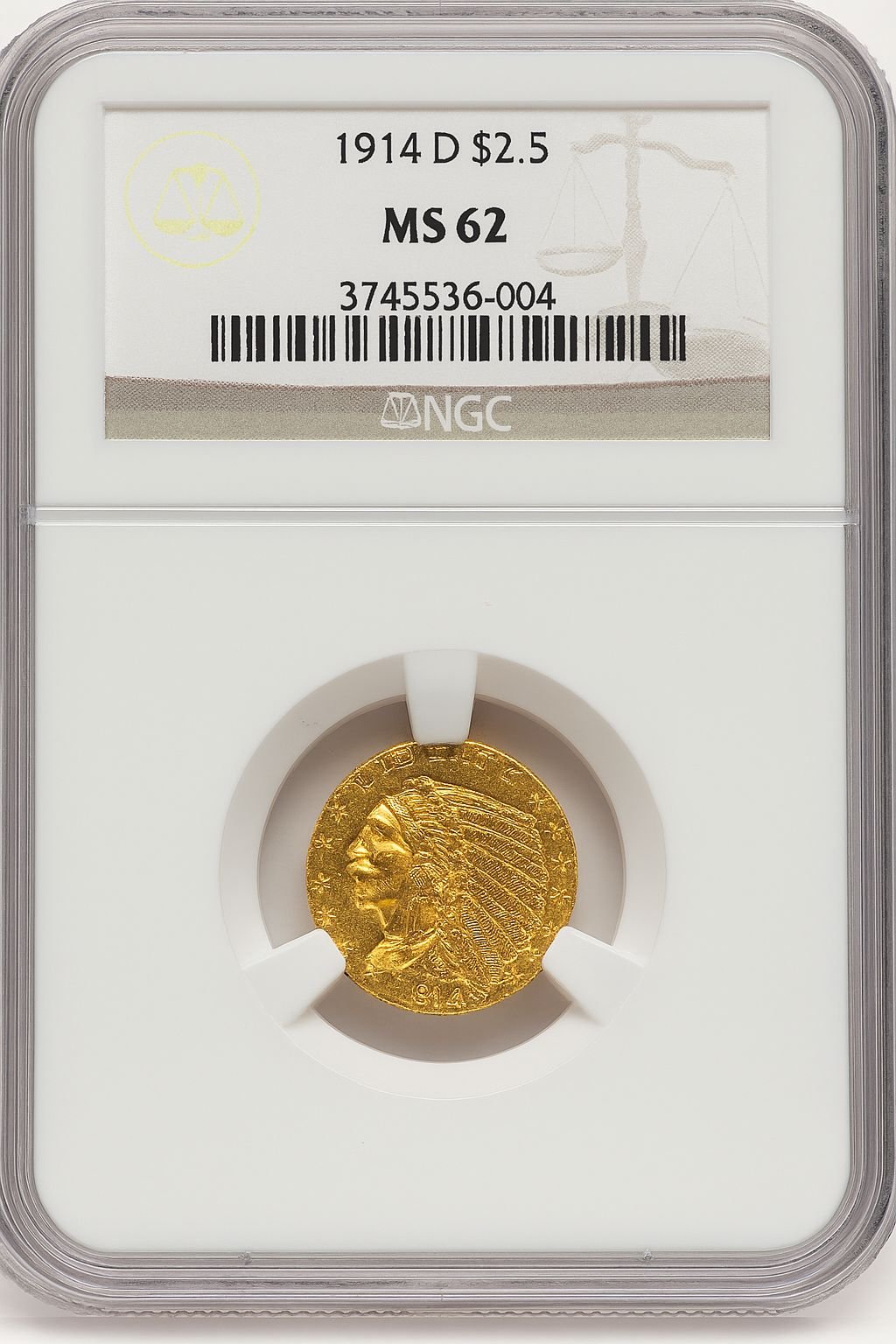1914-D $2.50 Indian Quarter Eagle NGC MS62 (778449013)
