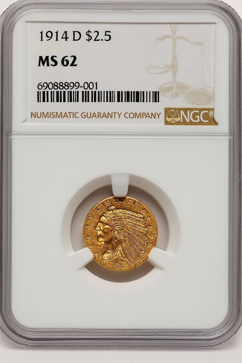 1914-D $2.50 Indian Quarter Eagle NGC MS62 (778449014)