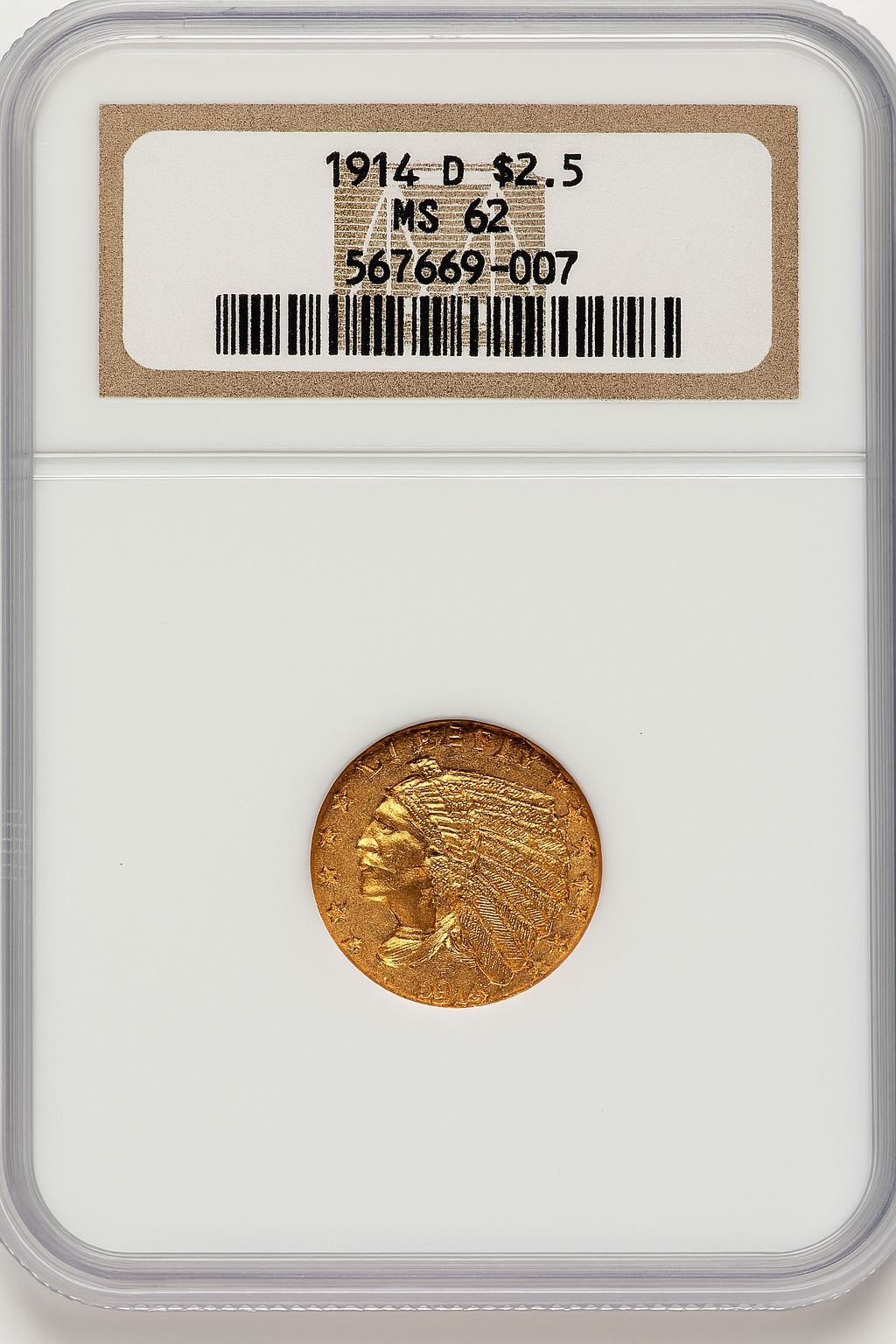1914-D $2.50 Indian Quarter Eagle NGC MS62 (778449016)