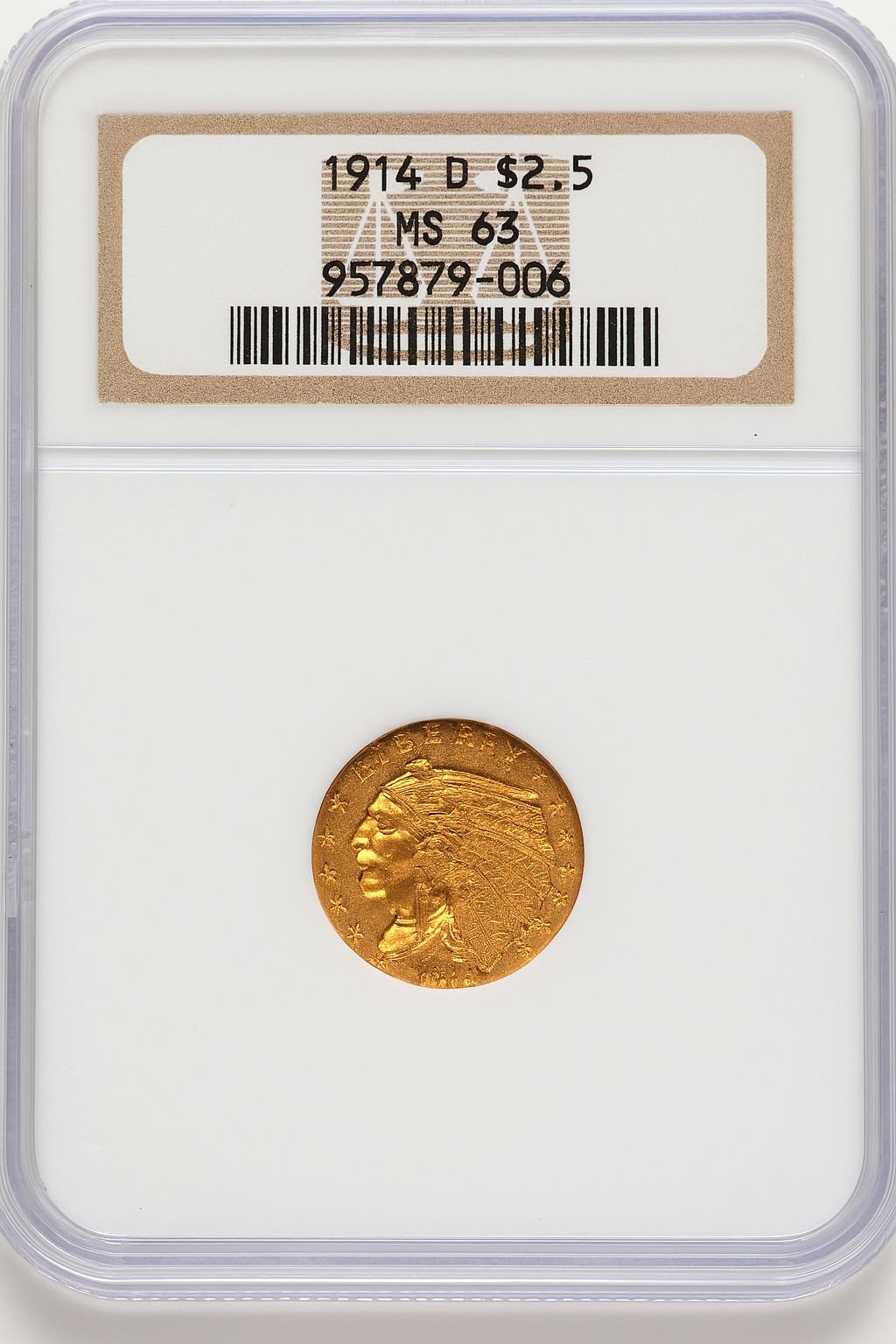 1914-D $2.50 Indian Quarter Eagle NGC MS63 (777122008)