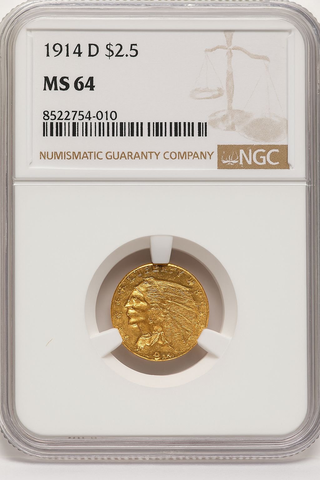 1914-D $2.50 Indian Quarter Eagle NGC MS64 (776662013)