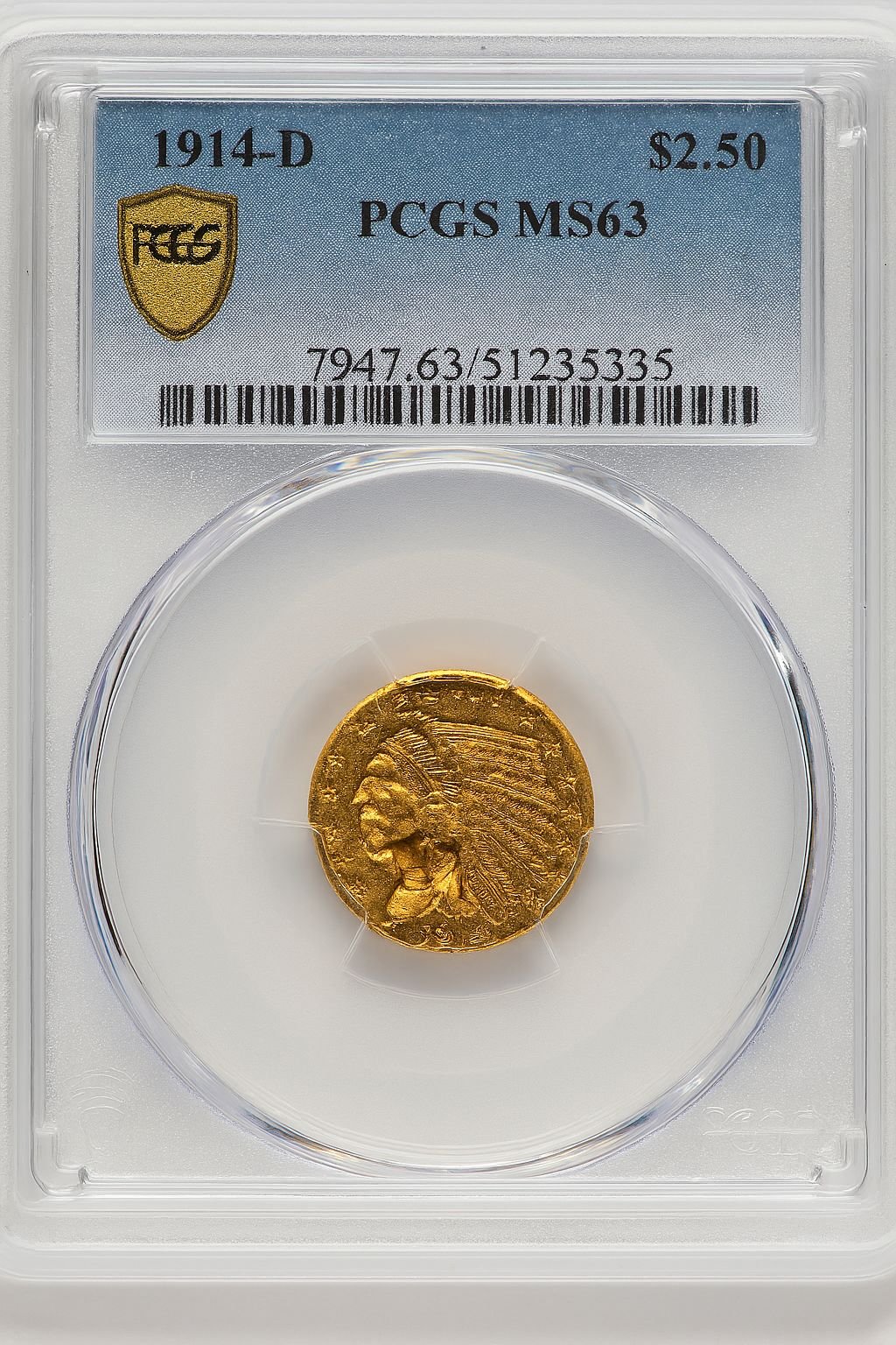 1914-D $2.50 Indian Quarter Eagle PCGS MS63 (777575026)