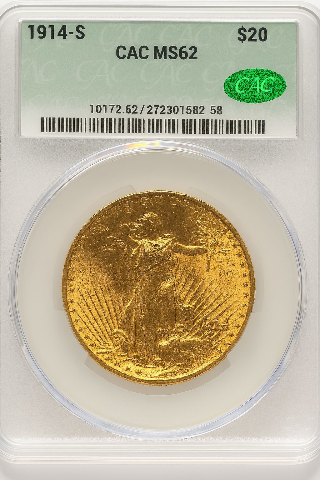 1914-S $20 Saint-Gaudens Double Eagle CACG MS62 (572268194)