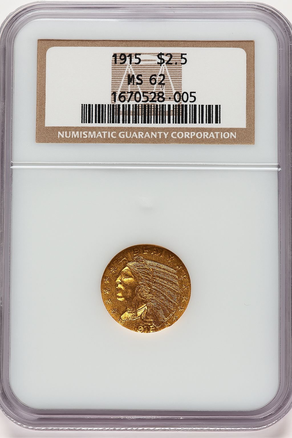 1915 $2.50 Indian Quarter Eagle NGC MS62 (778449018)