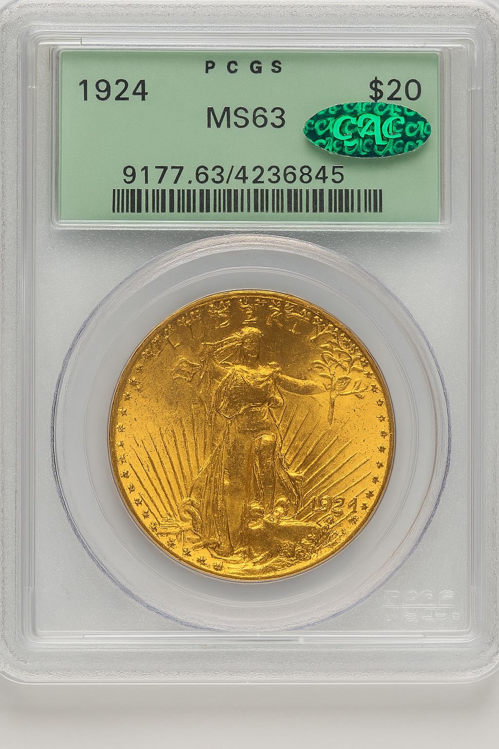 1924 $20 Saint CAC Saint-Gaudens Double Eagle PCGS MS63