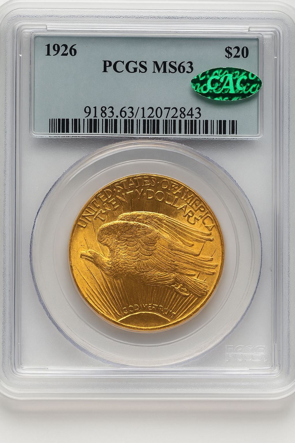 1926 $20 CAC Saint-Gaudens Double Eagle PCGS MS63