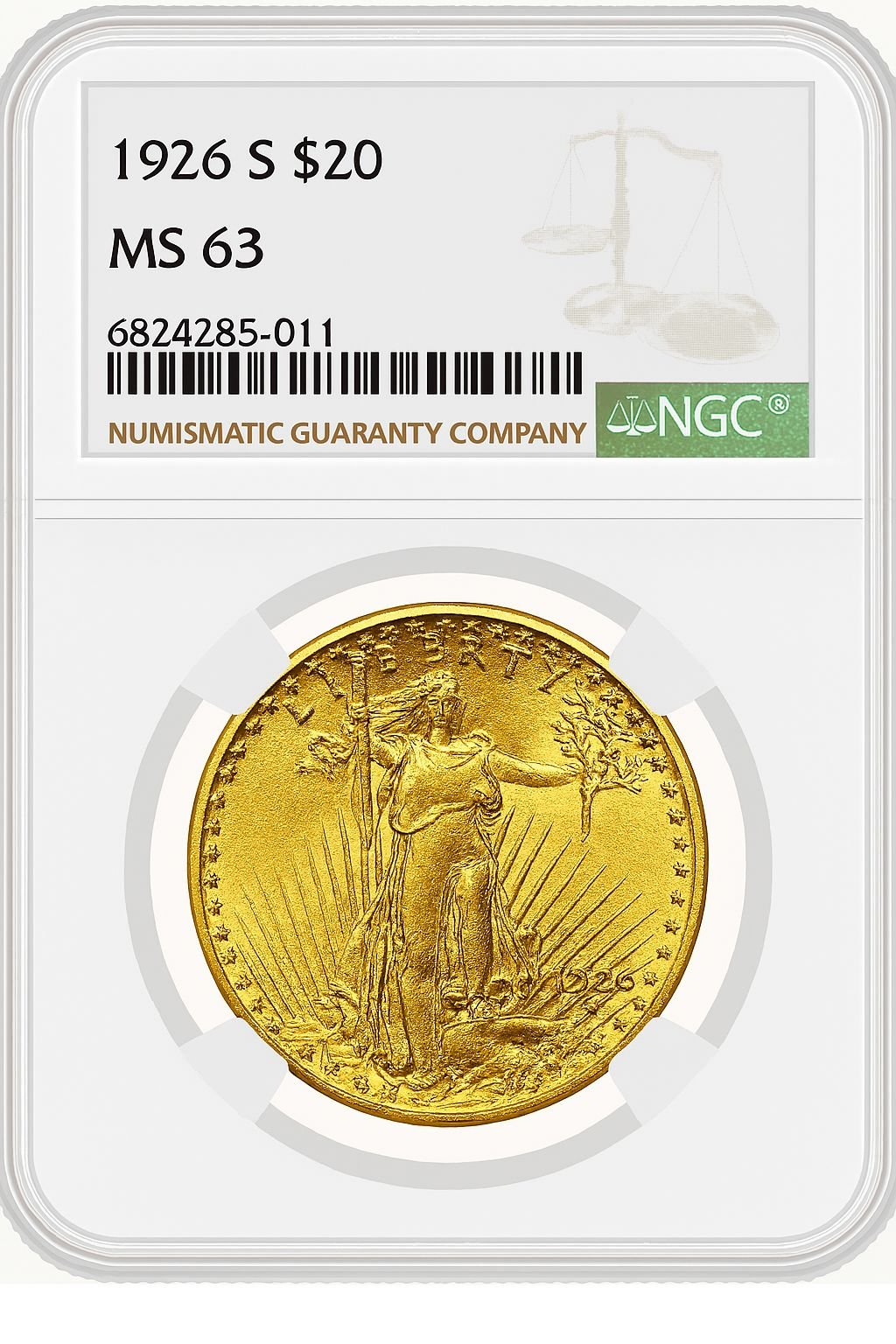 1926-S $20 Saint-Gaudens Double Eagle NGC MS63 (771337029)
