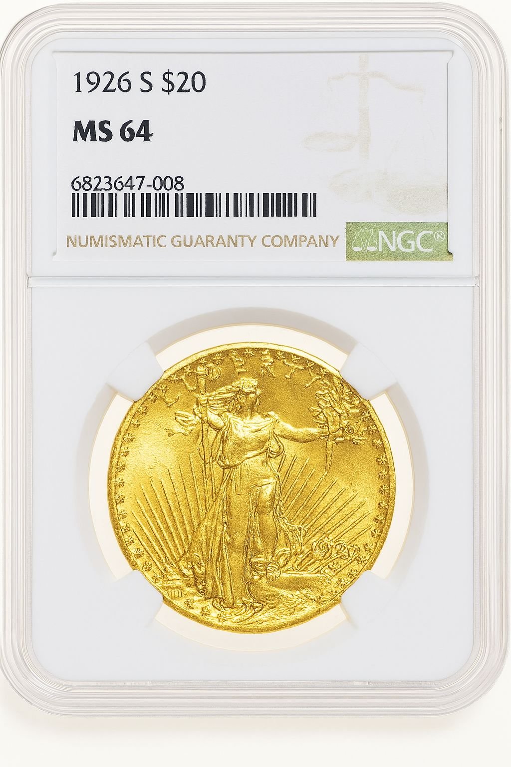 1926-S $20 Saint-Gaudens Double Eagle NGC MS64 (768602015)