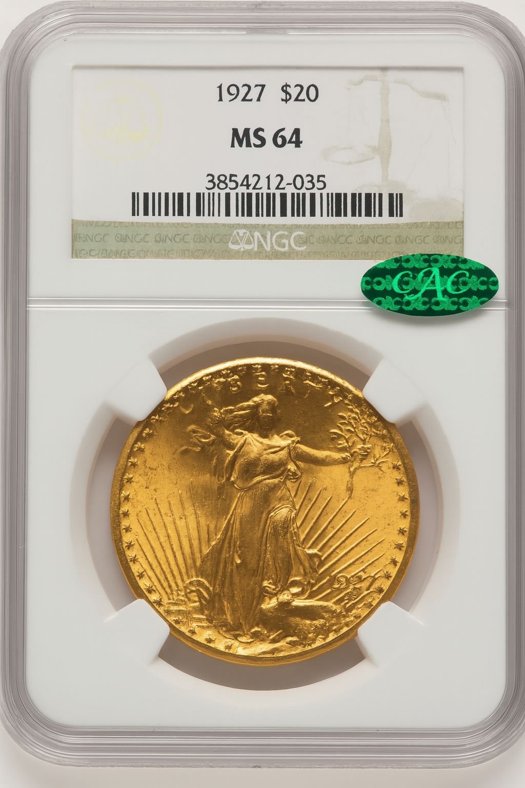 1927 $20 CAC Saint-Gaudens Double Eagle NGC MS64 (507178002)