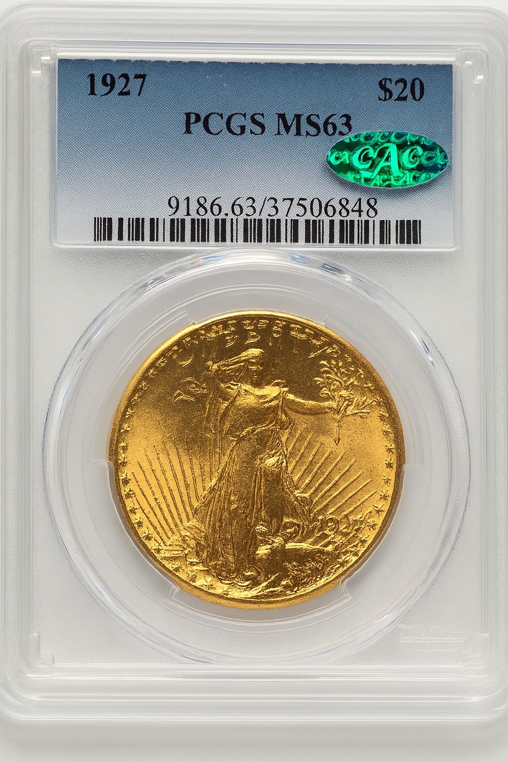 1927 $20 CAC Saint-Gaudens Double Eagle PCGS MS63 (778032010)