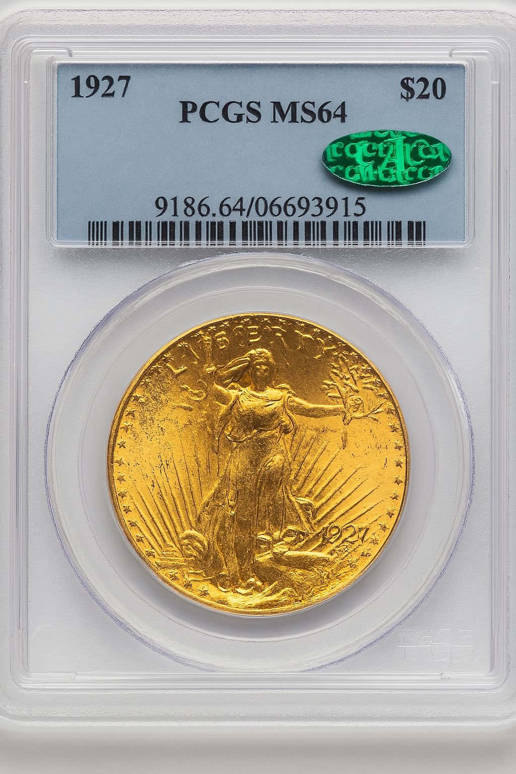 1927 $20 CAC Saint-Gaudens Double Eagle PCGS MS64 (778032049)