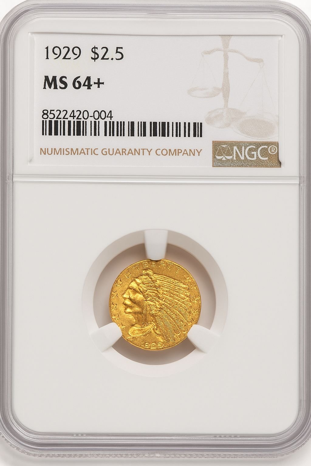 1929 $2.50 Indian Quarter Eagle NGC MS64+