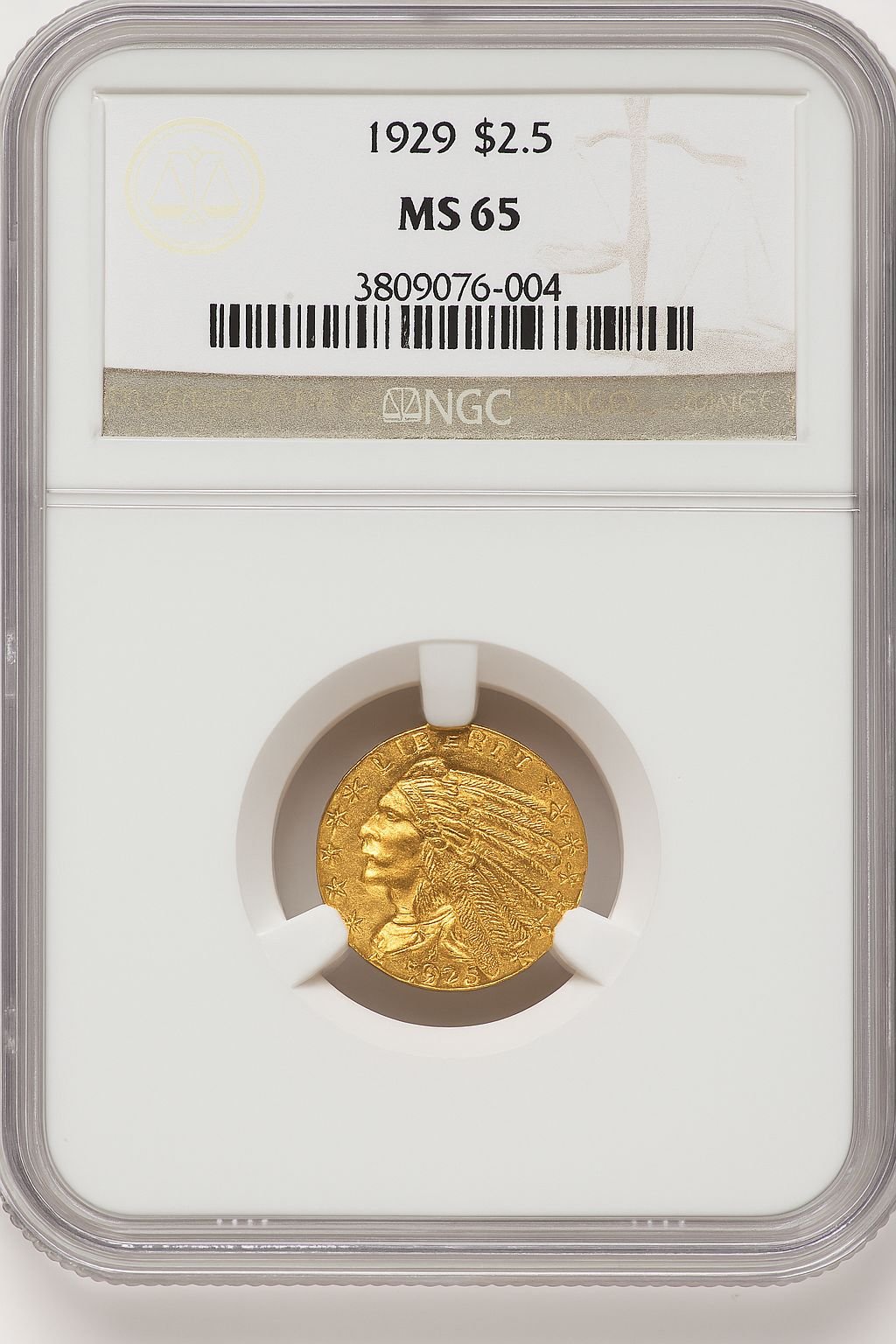 1929 $2.50 Indian Quarter Eagle NGC MS65 (776070002)