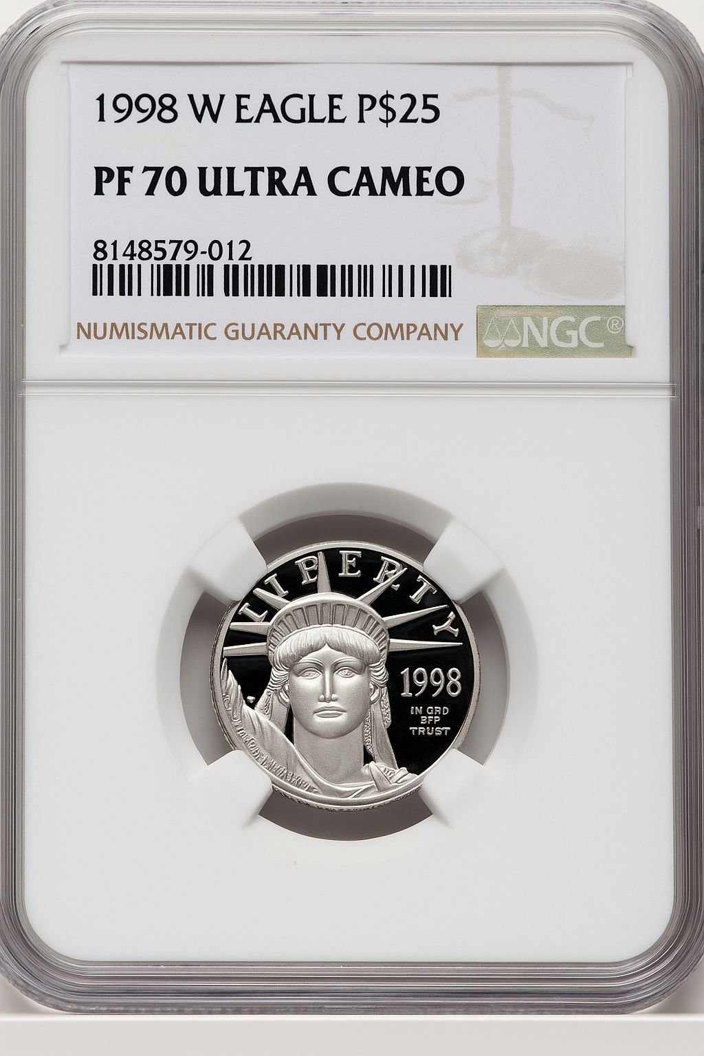 1998-W $25 Quarter-Ounce Platinum Eagle Statue of Liberty Brown Label NGC PF70 (767855080)