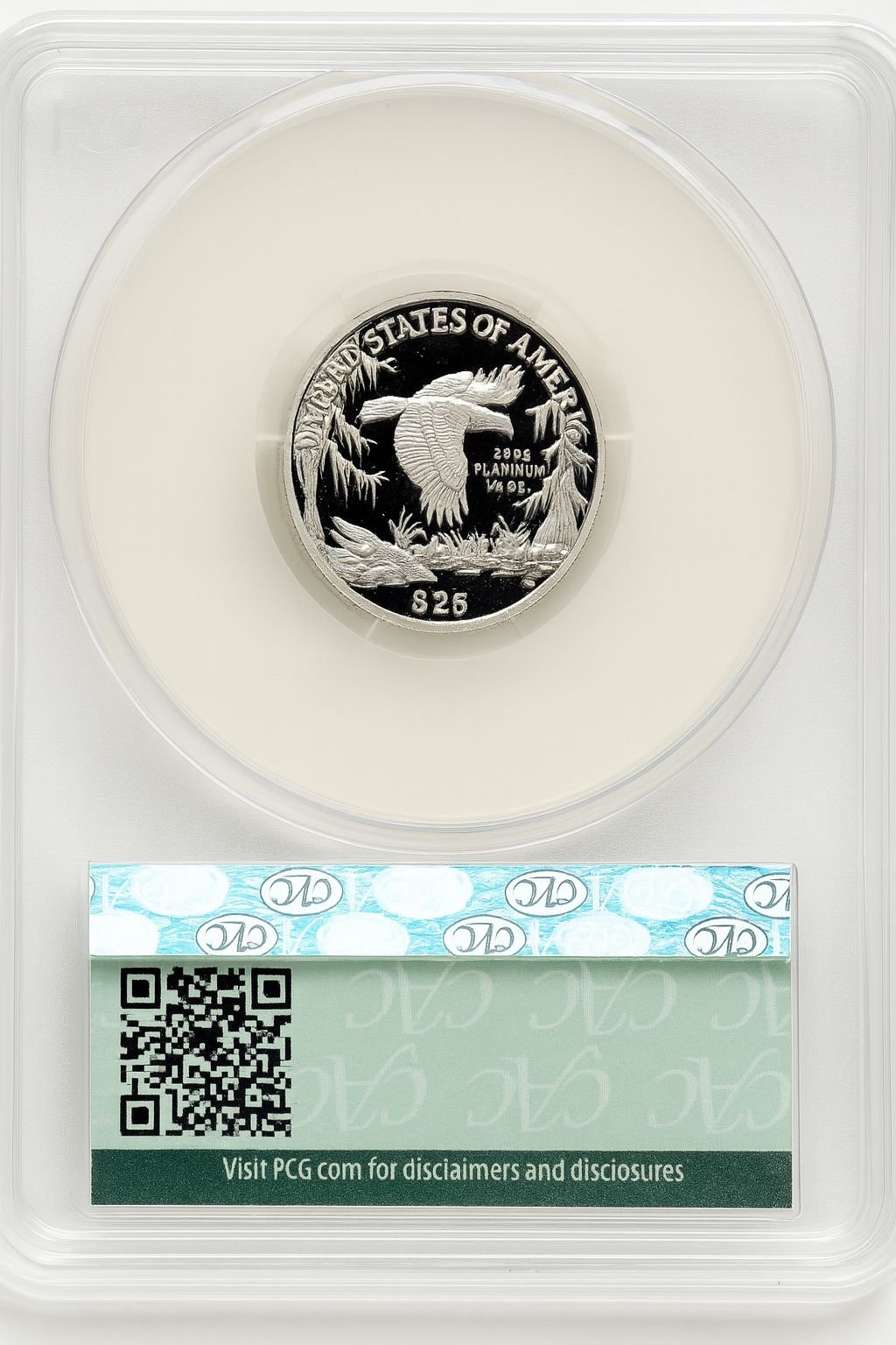 1999-W $25 Quarter-Ounce Platinum Eagle Statue of Liberty Brown Label CACG PR70 - Image 2