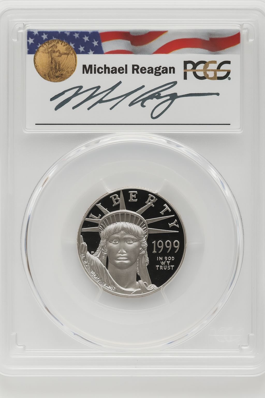 1999-W $25 Quarter-Ounce Platinum Eagle Statue of Liberty Michael Reagan Reagan Legacy Series PCGS PR70