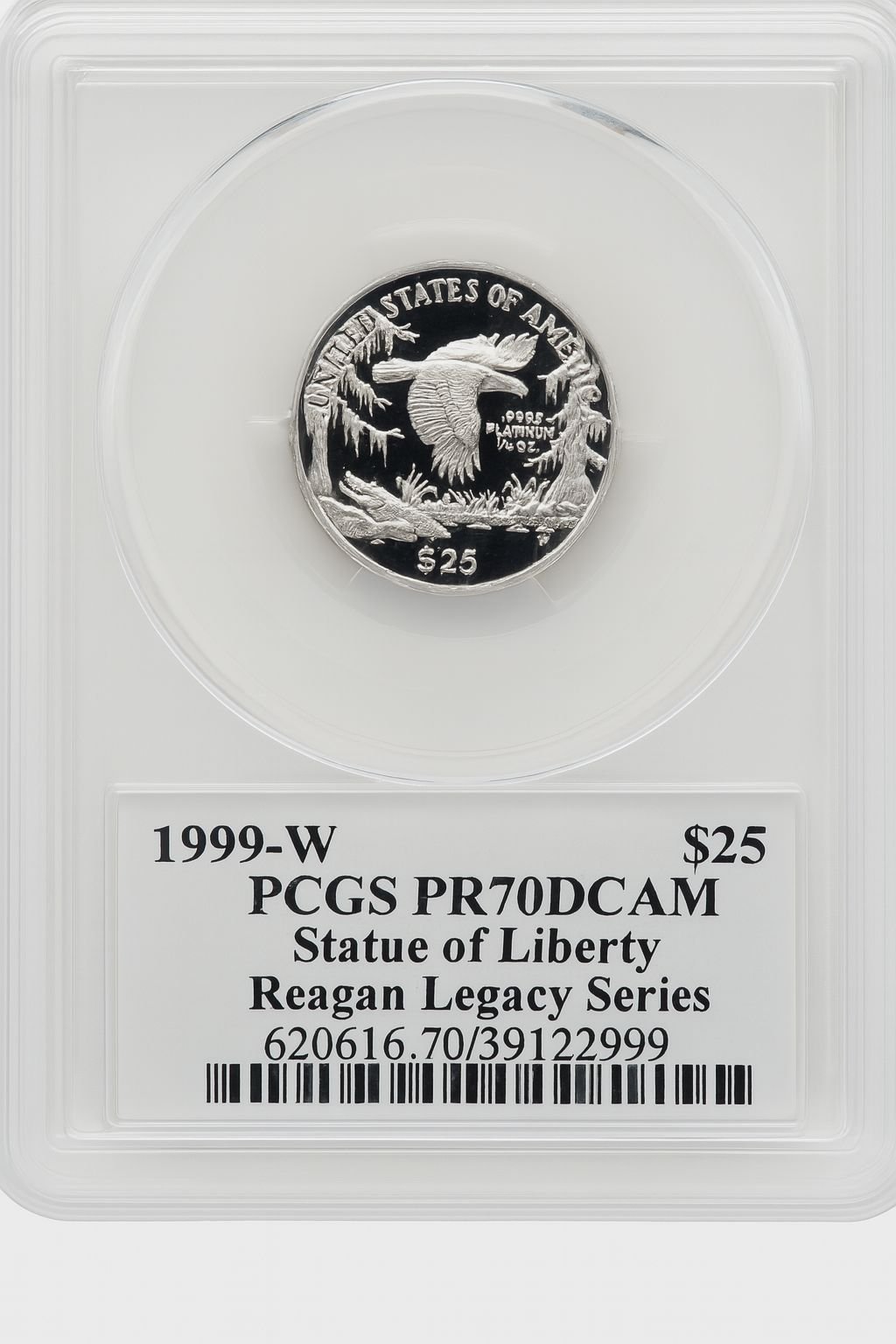 1999-W $25 Quarter-Ounce Platinum Eagle Statue of Liberty Michael Reagan Reagan Legacy Series PCGS PR70 - Image 2
